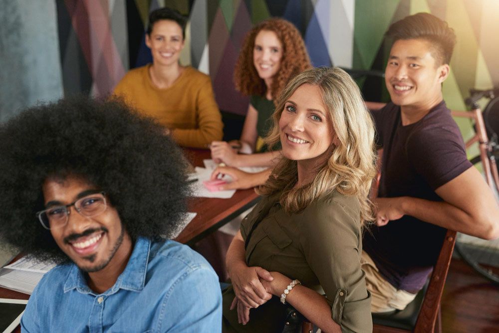 diverse team smiling